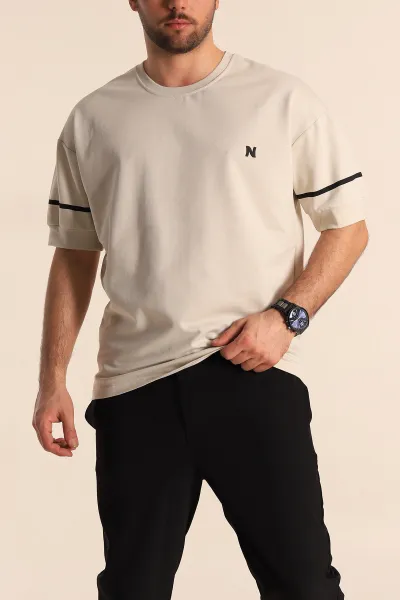 bej-oversize-iki-ip-kol-lastikli-erkek-tisort-247972