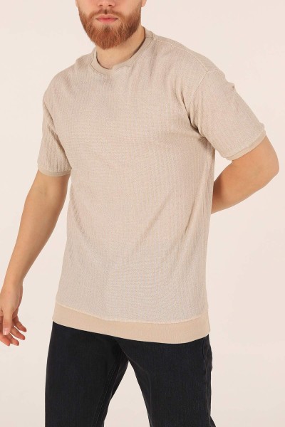 bej-oversize-kollari-lastikli-erkek-tisort-174384