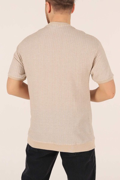 Bej Oversize Kolları Lastikli Erkek Tişört 174384