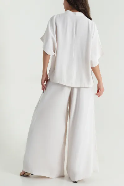 Bej Oversize Tencel Kadın İkili Takım 471673