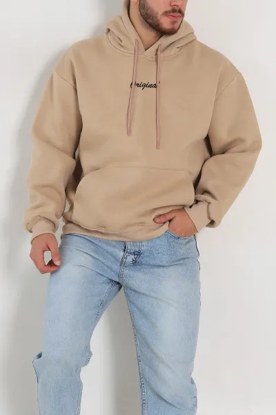 bej-oversize-uc-ip-sardonlu-yazi-detayli-kapusonlu-erkek-sweatshirt-310963