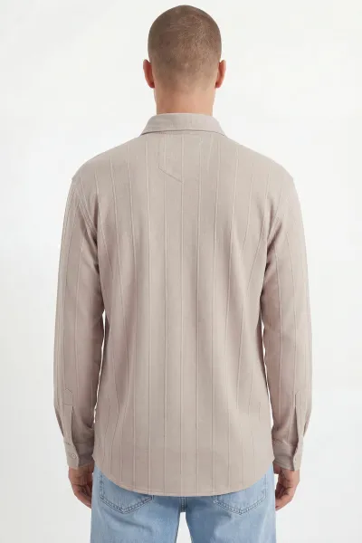 Bej Oversize  Yeni Sezon Erkek Gömlek 448975