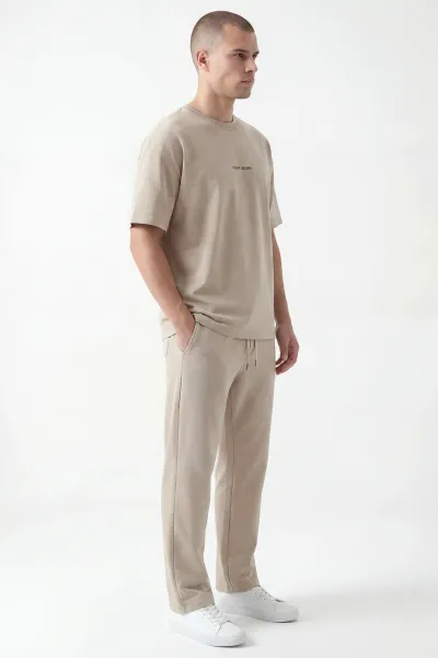 Bej Oysho Kumaş Oversize Bisiklet Yaka Erkek İkili Takım 445190