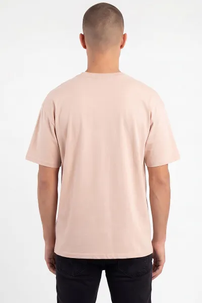 Bej Oysho Kumaş Oversize Bisiklet Yaka Erkek Tişört 465395