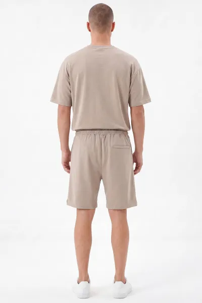 Bej Oysho Kumaş Oversize Erkek Şortlu Takım 467615