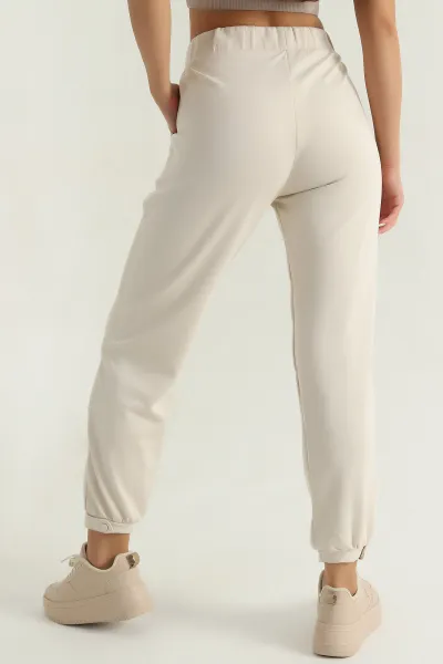 Bej Paça Çıtçıtlı Modal Kadın Pantolon 381465