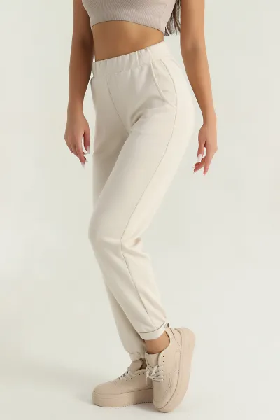 Bej Paça Çıtçıtlı Modal Kadın Pantolon 381465