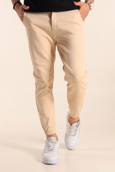 Bej Paça Lastikli Jogger Erkek Kot Pantolon 187781