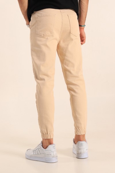 Bej Paça Lastikli Jogger Erkek Kot Pantolon 187781