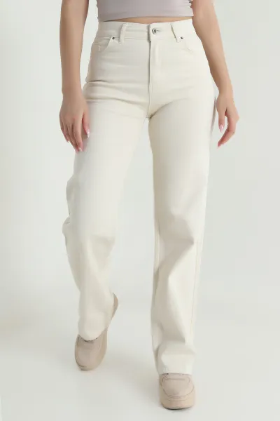 Bej Palazzo Kadın Kot Pantolon 465163
