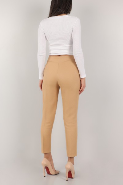 Bej Pensli Cepsiz Yün Efek Pantolon -T 149097