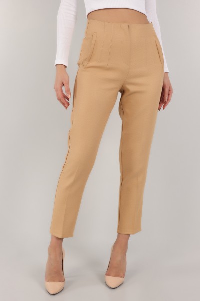 Bej Pensli Cepsiz Yün Efek Pantolon -T 149097