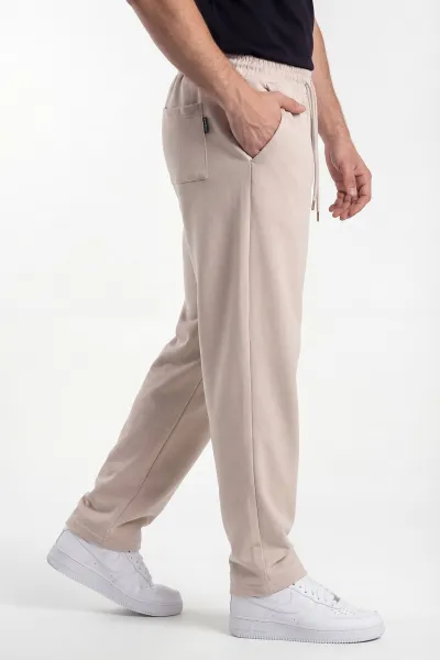Bej Pike Kumaş Baggy Belden Bağlamalı Erkek Pantolon 442076