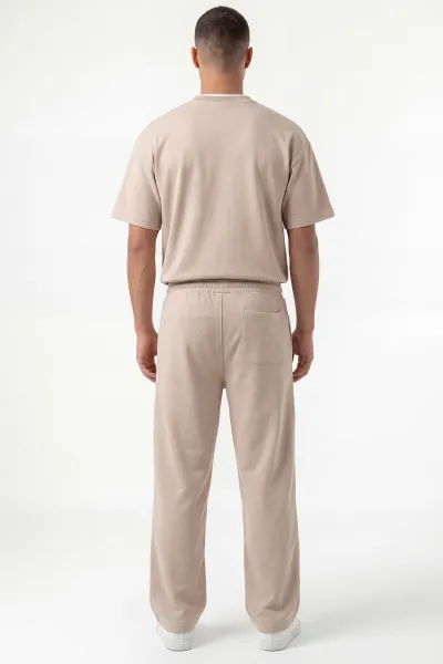 Bej Pike Kumaş Oversize Erkek İkili Takım 447695
