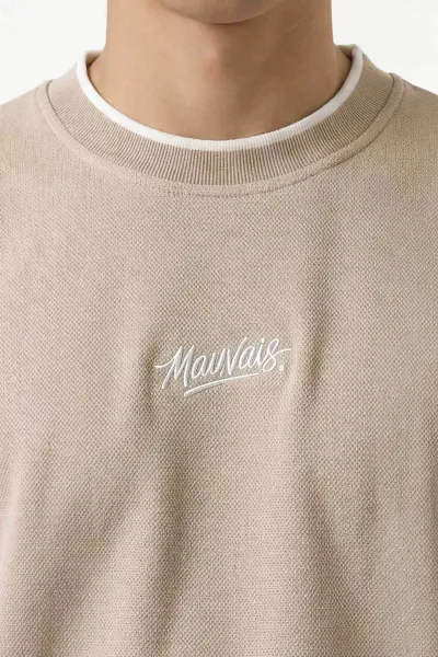 Bej Pike Kumaş Oversize Erkek İkili Takım 447695