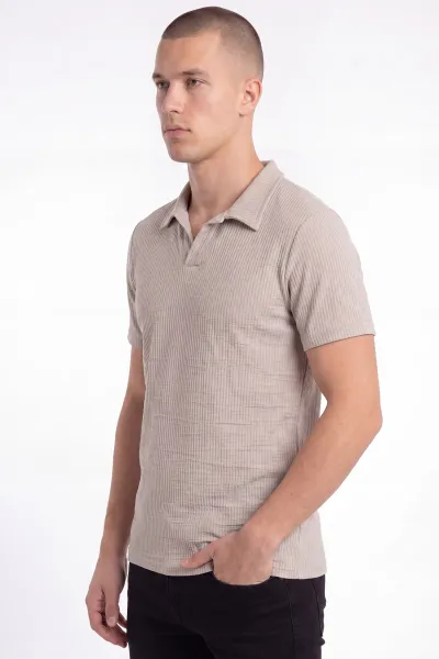 Bej Polo Yaka Erkek Tişört 458875