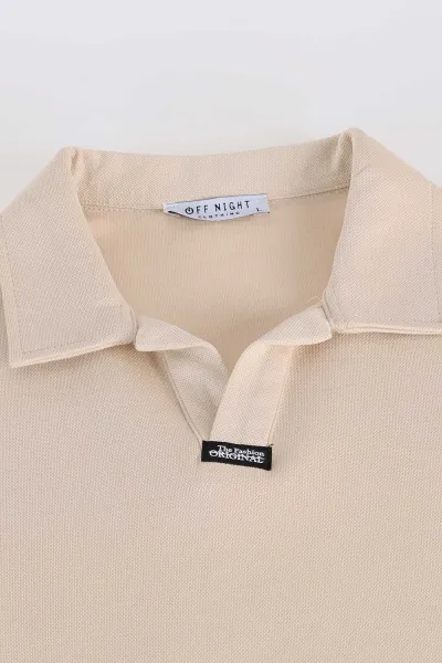 Bej Polo Yaka Uzun Kollu Erkek Sweatshirt 397136