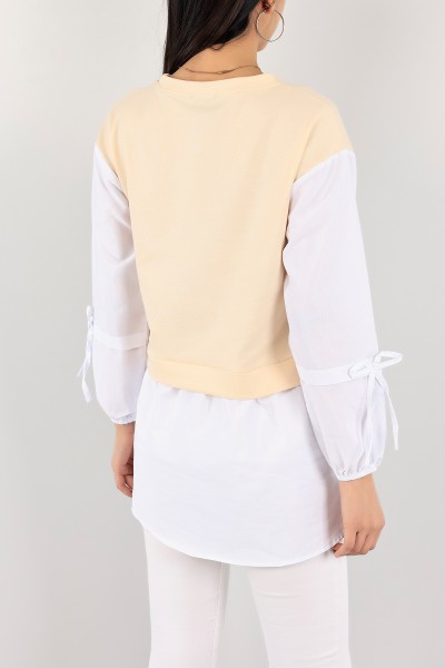 Bej Poplin Garnili İki İp Tunik 109848