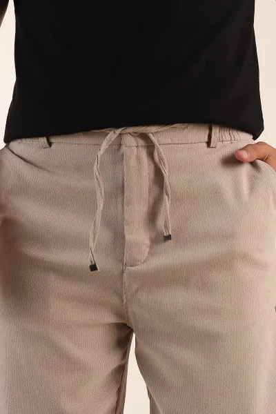 Bej Regular Fit Bel Lastikli Erkek Şort 385203