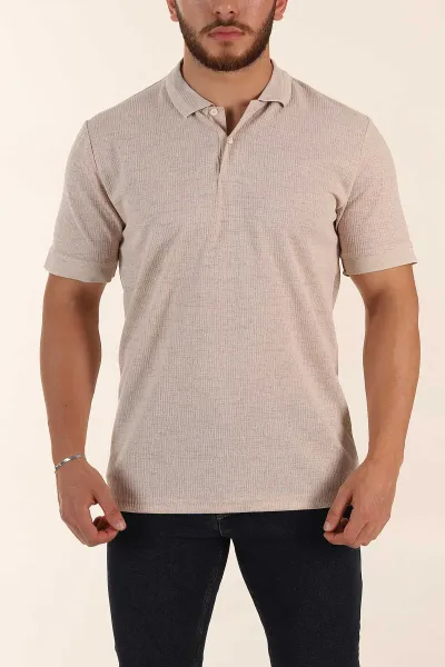 bej-regular-fit-dokulu-dugmeli-polo-yaka-erkek-triko-tisort-370069
