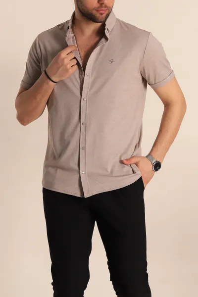 bej-regular-fit-jakarli-cit-cit-dugmeli-kisa-kollu-erkek-gomlek-263721