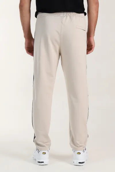 Bej Regular Fit Şerit Detaylı Fermuarlı Cepli Erkek Eşofman Altı 402379