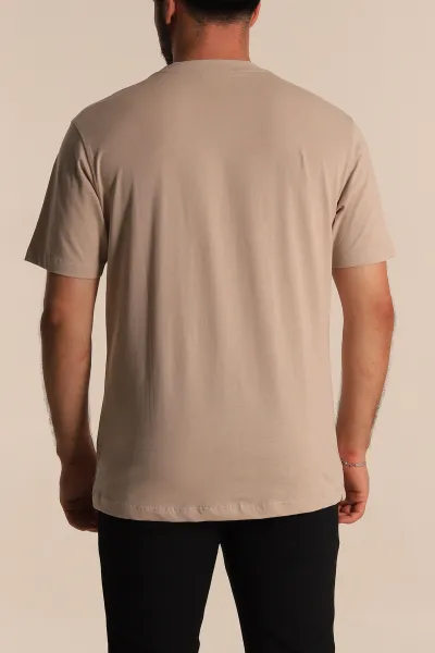 Bej Relaxed Fit Basic Erkek Tişört 279895