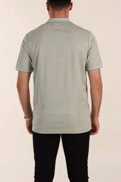 Bej Relaxed Fit Basic Fermuarlı Polo Yaka Erkek Tişört 359132