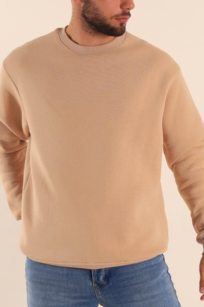bej-relaxed-fit-basic-sardonlu-erkek-sweatshirt-204791