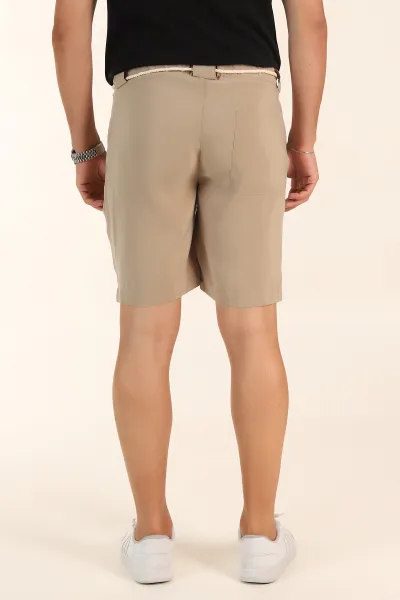 Bej Relaxed Fit Bel Lastikli Erkek Kumaş Şort 380997