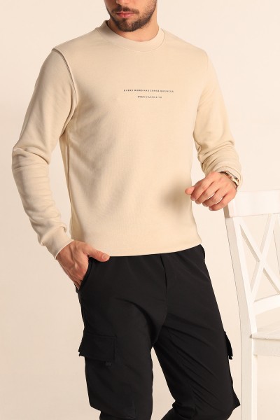 bej-relaxed-fit-kabartma-yazili-erkek-sweatshirt-221446