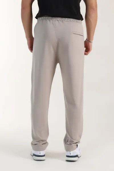 Bej Relaxed Fit Oysho Kumaş Fermuarlı Cepli Erkek Eşofman Altı 402204