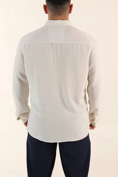 Bej Relaxed Fit Pamuk Ata Yaka Erkek Gömlek 363814