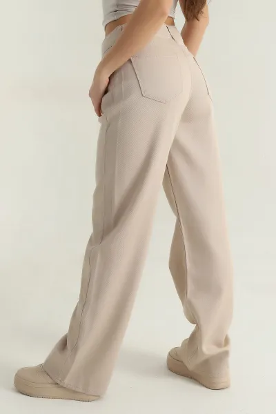 Bej Salaş Cepli Gabardin Kadın Pantolon 411599