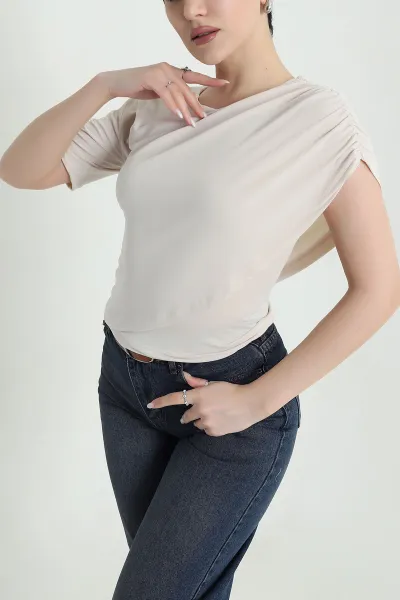 Bej Sandy Kumaş Kadın Bluz 448418