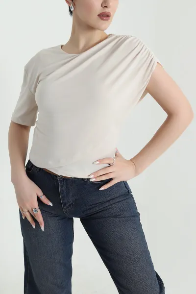 Bej Sandy Kumaş Kadın Bluz 448418
