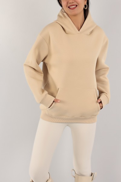 Bej Şardonlu Bayan Sweat 136523
