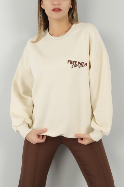 Bej Sırtı Baskı Şardonlu Sweat 144429