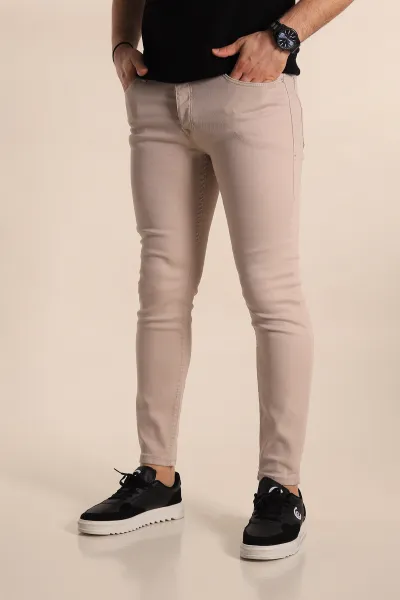 Bej Skinny Fit Likralı Erkek Kot Pantolon 269172