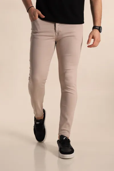 Bej Skinny Fit Likralı Erkek Kot Pantolon 269172