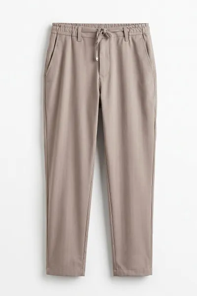 Bej  Slim Fit Belden Bağlamalı Erkek Pantolon 493214