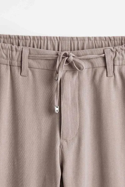 Bej  Slim Fit Belden Bağlamalı Erkek Pantolon 493214