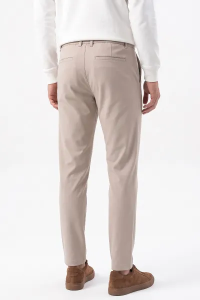Bej Slim Fit Belden Bağlamalı Erkek Pantolon 493278