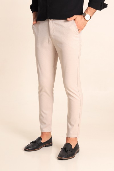 Bej Slim Fit Desenli Erkek Pantolon 213182