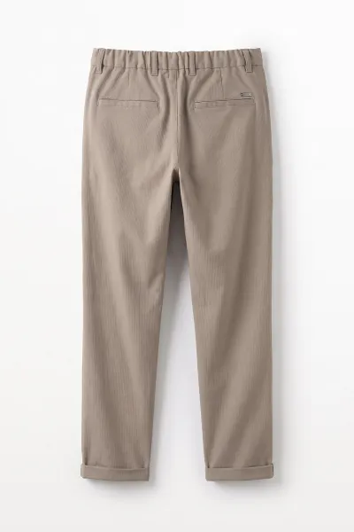 Bej  Slim Fit Duble Paça Erkek Pantolon 493250
