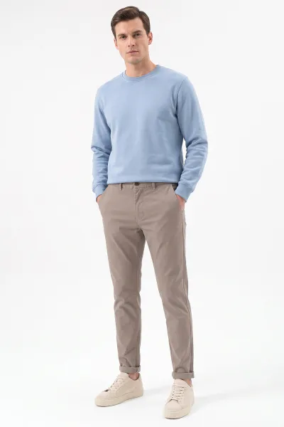 Bej  Slim Fit Duble Paça Erkek Pantolon 493250