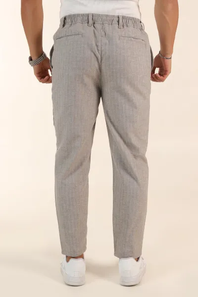 Bej Slim Fit Kırçıllı Kumaş Bel Lastikli Erkek Jogger Pantolon 380955