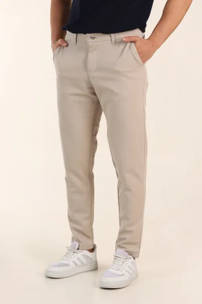 Bej Slim Fit Örme Kumaş Erkek Pantolon 391308