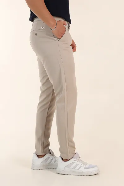 Bej Slim Fit Örme Kumaş Erkek Pantolon 391308