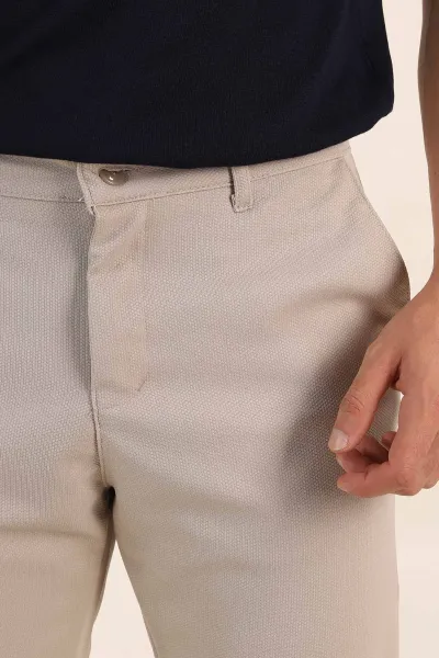 Bej Slim Fit Örme Kumaş Erkek Pantolon 391308